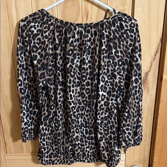 Michael Kors Black and Brown Leopard Print Blouse - Picture 3 of 4